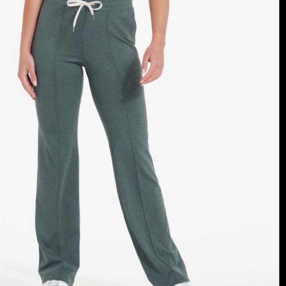 Vuori Halo Wide Leg Pants Kelp Green with Drawstring Waist